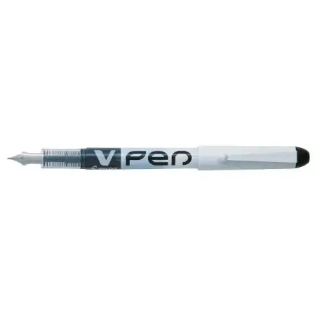 Pilot Pluma Estilografica V-Pen Desechable Tinta Liquida - Punta de Acero - Trazo de 0.5mm - Color Negro | Ahorro Imprimiendo
