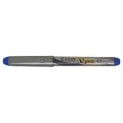 Pilot Pluma Estilografica V-Pen Silver - Desechable - Tinta Liquida - Punta de Acero - Trazo de 0.5mm - Color Azul | Ahorro Impr