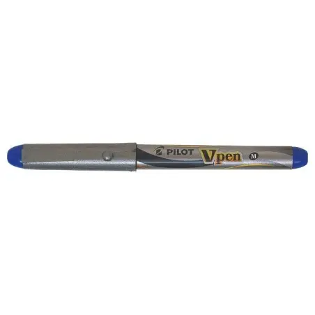 Pilot Pluma Estilografica V-Pen Silver - Desechable - Tinta Liquida - Punta de Acero - Trazo de 0.5mm - Color Azul | Ahorro Impr