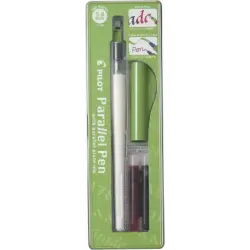 Pilot Pack de Pluma Estilografica Parallel Pen 3.8mm - Punta de Acero - Trazo de 3.8mm - 2 Recargas - Color Negro/Rojo | Ahorro