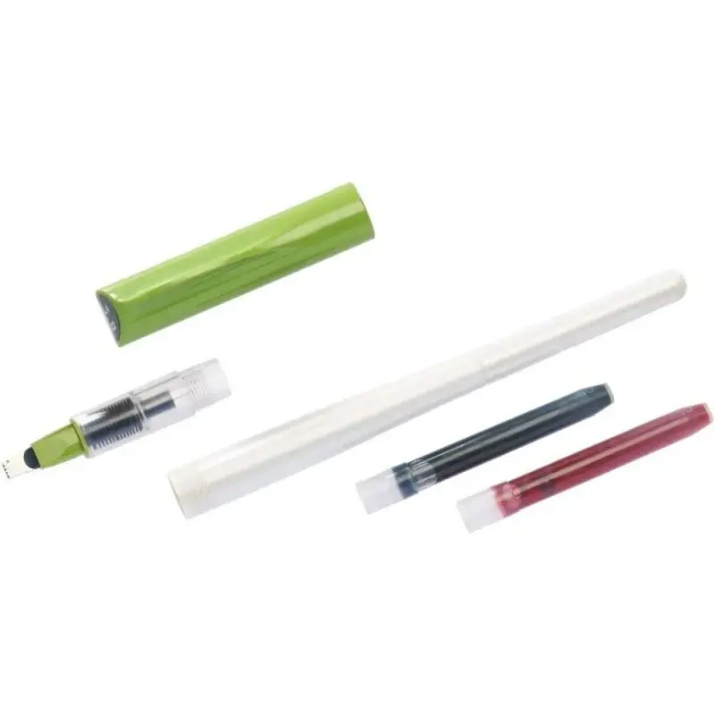 Pilot Pack de Pluma Estilografica Parallel Pen 3.8mm - Punta de Acero - Trazo de 3.8mm - 2 Recargas - Color Negro/Rojo | Ahorro