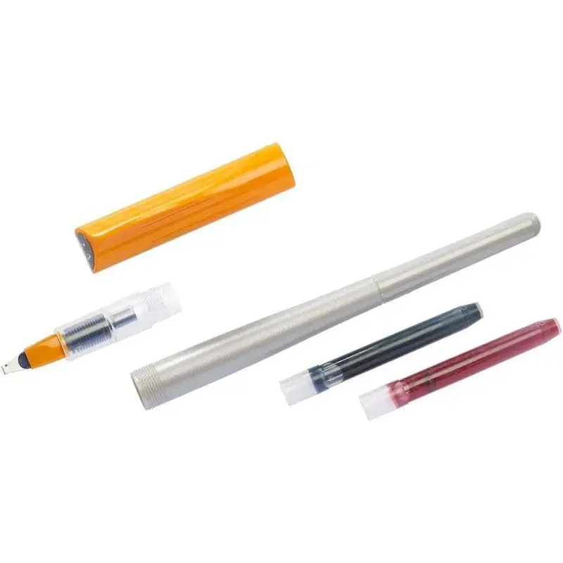 Pilot Pack de Pluma Estilografica Parallel Pen 2.4mm - Punta de Acero - Trazo de 2.4mm - 2 Recargas - Color Negro/Rojo | Ahorro