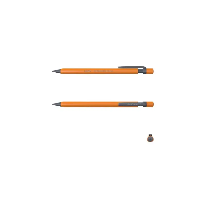 Erichkrause Delta Portaminas 0.5mm HB - Para Minas de 0.5mm - Goma de Borrar - Forma Triangular Ergonomica - Colores Neon Brilla