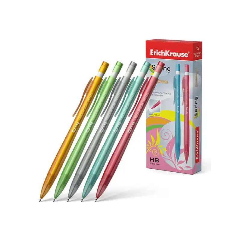 Erichkrause Spring Portaminas 0.7mm HB - Goma de Borrar - Para Minas 0.7mm - Colores Surtidos | Ahorro Imprimiendo