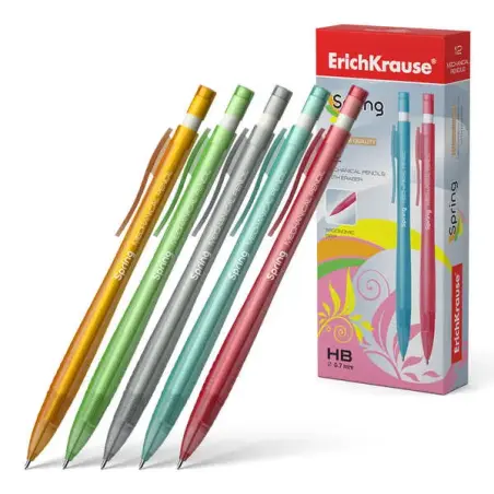 Erichkrause Spring Portaminas 0.7mm HB - Goma de Borrar - Para Minas 0.7mm - Colores Surtidos | Ahorro Imprimiendo