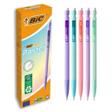 Bic Matic Pastel Portaminas 0.7mm HB con Goma - Punta Retractil - Cuerpo de Colores Pastel Surtidos | Ahorro Imprimiendo