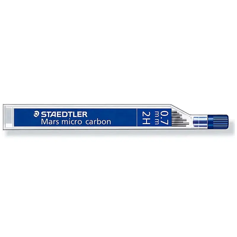 Staedtler Mars Micro Carbon 250 Tubo de 12 Minas de Grafito - Dureza 2H - Trazo 0.7mm - Alta Resistencia | Ahorro Imprimiendo