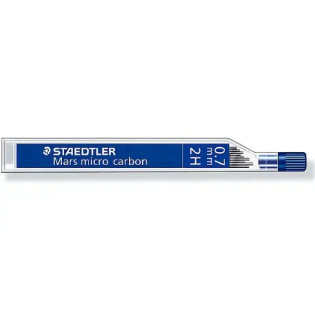 Staedtler Mars Micro Carbon 250 Tubo de 12 Minas de Grafito - Dureza 2H - Trazo 0.7mm - Alta Resistencia | Ahorro Imprimiendo
