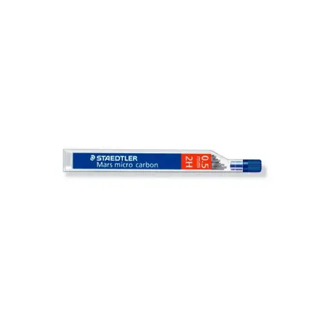 Staedtler Mars Micro Carbon 250 Tubo de 12 Minas de Grafito - Dureza 2H - Trazo 0.5mm - Alta Resistencia | Ahorro Imprimiendo