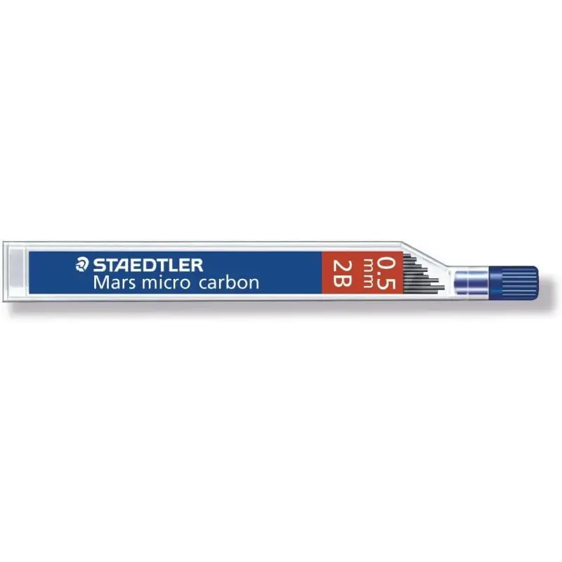 Staedtler Mars Micro Carbon 250 Tubo de 12 Minas de Grafito - Dureza 2B - Trazo 0.5mm - Alta Resistencia | Ahorro Imprimiendo