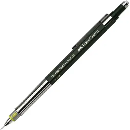 Faber-Castell TK-Fine Vario L Portaminas HB 0.35mm - Con Goma de Borrar - Clip de Metal - Color Verde | Ahorro Imprimiendo