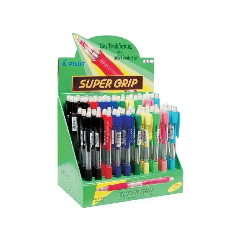 Pilot SuperGrip H185 Expositor de 60 Portaminas - Trazo 0.5mm - Mina HB - Colores Surtidos | Ahorro Imprimiendo