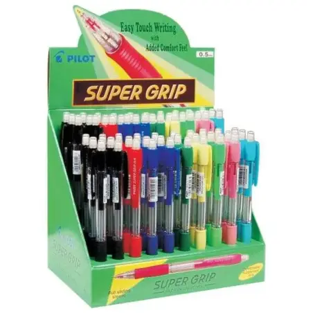 Pilot SuperGrip H185 Expositor de 60 Portaminas - Trazo 0.5mm - Mina HB - Colores Surtidos | Ahorro Imprimiendo
