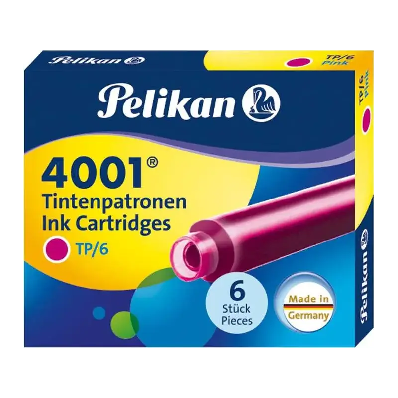 Pelikan Caja de 6 Cartuchos 4001 TP/6 - Tamaño Estandar - Color Rosa | Ahorro Imprimiendo