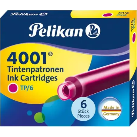 Pelikan Caja de 6 Cartuchos 4001 TP/6 - Tamaño Estandar - Color Rosa | Ahorro Imprimiendo