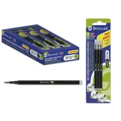 Bismark Fix Pack de 3 Recambios para Boligrafo Borrable - Punta Fina 0.7mm - Color Negro | Ahorro Imprimiendo