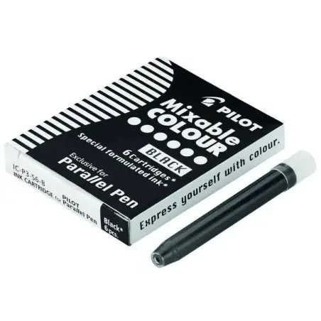 Pilot Pack de 6 Recargas para Pluma Estilografica Parallel - Capacidad 1ml - Color Negro | Ahorro Imprimiendo
