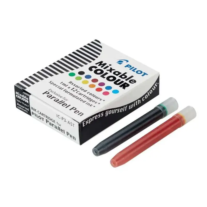 Pilot Pack de 12 Recargas para Pluma Estilografica Parallel - Capacidad 1ml - Colores Surtidos | Ahorro Imprimiendo