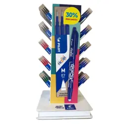 Pilot Expositor de 60 Packs de 3 Recambios para Frixion Ball / Frixion Clicker - Tinta Gel Borrable - Punta de Bola 0.7mm - Traz