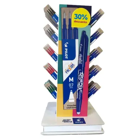 Pilot Expositor de 60 Packs de 3 Recambios para Frixion Ball / Frixion Clicker - Tinta Gel Borrable - Punta de Bola 0.7mm - Traz