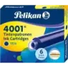 Pelikan 4001 TP/6 Pack de 6 Cartuchos - Tinta de Alta Calidad - Compatible con Plumas Estilograficas - Color Azul Real | Ahorro