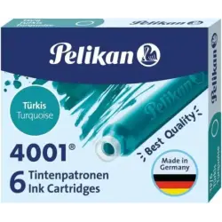 Pelikan Caja de 6 Cartuchos 4001 TP/6 - Recambio para Plumas Estilograficas - Color Azul Turquesa | Ahorro Imprimiendo