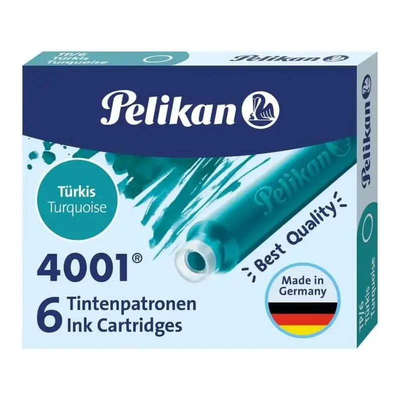 Pelikan Caja de 6 Cartuchos 4001 TP/6 - Recambio para Plumas Estilograficas - Color Azul Turquesa | Ahorro Imprimiendo