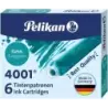 Pelikan Caja de 6 Cartuchos 4001 TP/6 - Recambio para Plumas Estilograficas - Color Azul Turquesa | Ahorro Imprimiendo