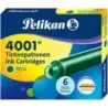 Pelikan Caja de 6 Cartuchos 4001 TP/6 - Recambio para Pluma Estilografica - Color Verde Oscuro | Ahorro Imprimiendo