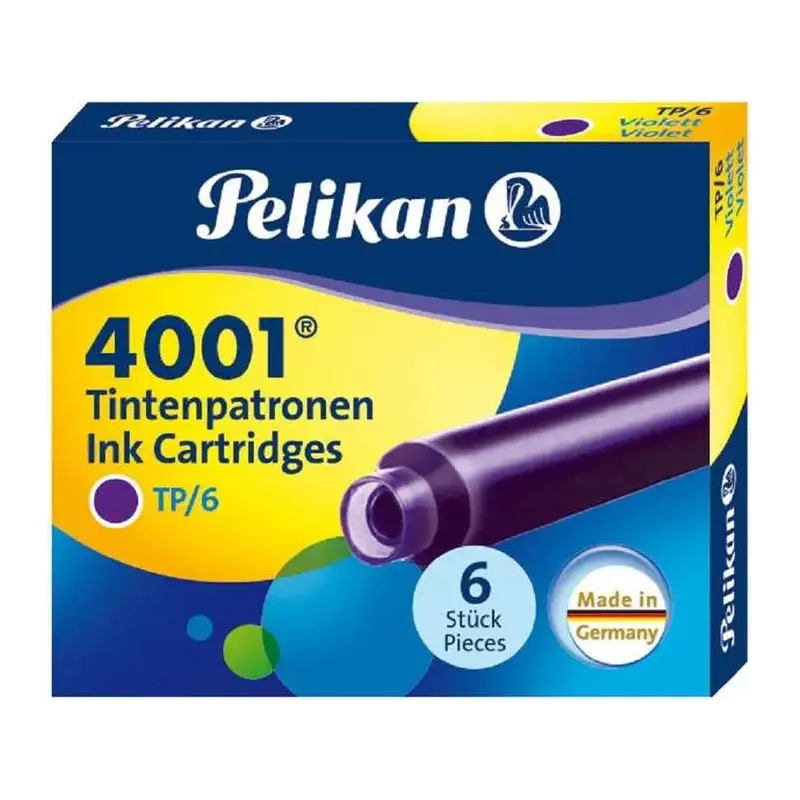 Pelikan Caja de 6 Cartuchos 4001 TP/6 - Compatible con Plumas Estilograficas Pelikan - Color Violeta | Ahorro Imprimiendo