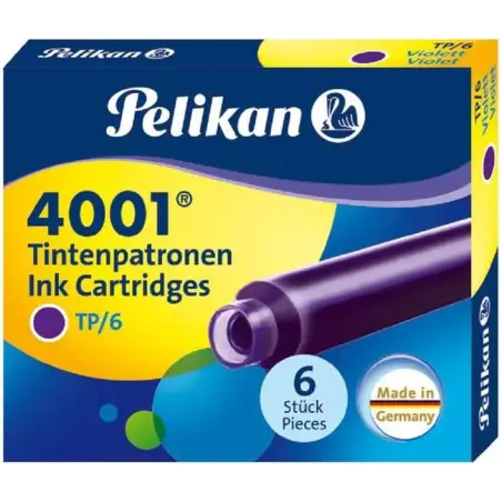 Pelikan Caja de 6 Cartuchos 4001 TP/6 - Compatible con Plumas Estilograficas Pelikan - Color Violeta | Ahorro Imprimiendo