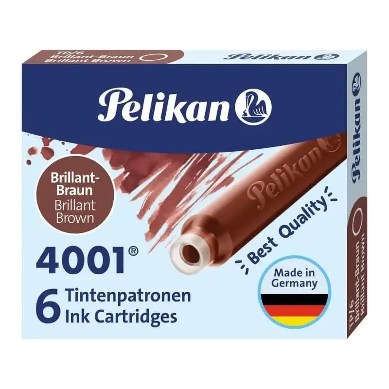 Pelikan Caja de 6 Cartuchos 4001 TP/6 Tinta de Alta Calidad - Compatible con Plumas Estilograficas - Color Marron | Ahorro Impri