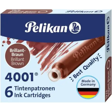 Pelikan Caja de 6 Cartuchos 4001 TP/6 Tinta de Alta Calidad - Compatible con Plumas Estilograficas - Color Marron | Ahorro Impri