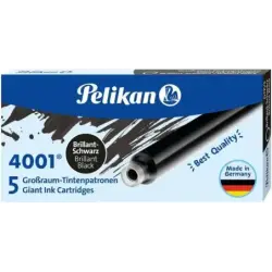 Pelikan 4001 GTP/5 Pack de 5 Cartuchos Largos - Tinta de Alta Calidad - Compatible con Plumas Estilograficas - Color Negro | Aho