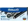 Pelikan 4001 GTP/5 Pack de 5 Cartuchos Largos - Tinta de Alta Calidad - Compatible con Plumas Estilograficas - Color Negro | Aho