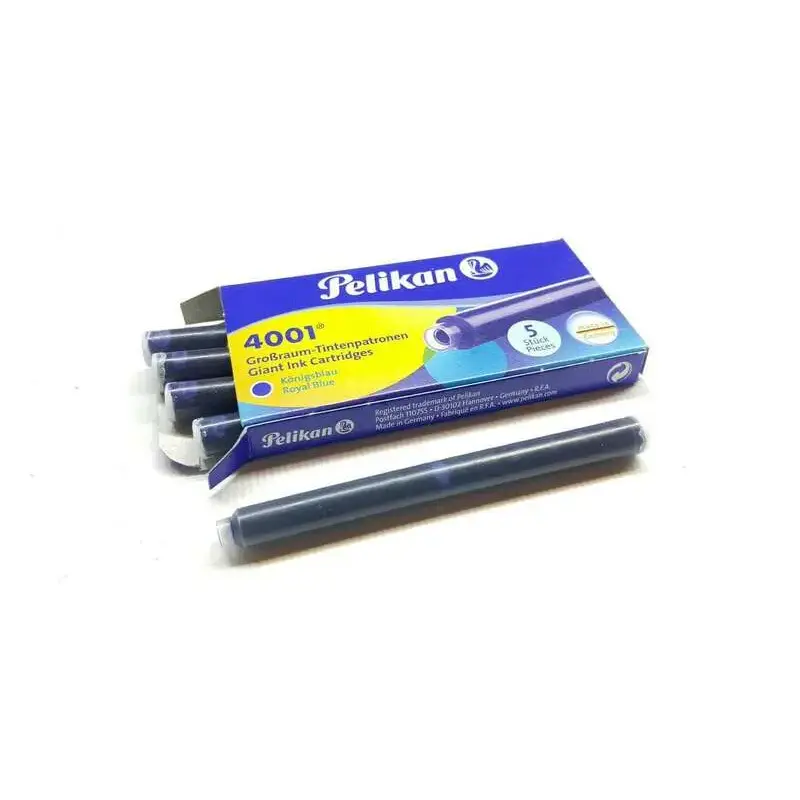 Pelikan 4001 GTP/5 Pack de 5 Cartuchos Largos - Tinta de Alta Calidad - Compatible con Plumas Estilograficas - Color Azul Real |