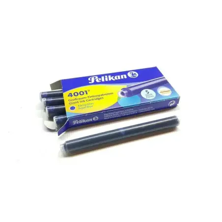 Pelikan 4001 GTP/5 Pack de 5 Cartuchos Largos - Tinta de Alta Calidad - Compatible con Plumas Estilograficas - Color Azul Real |