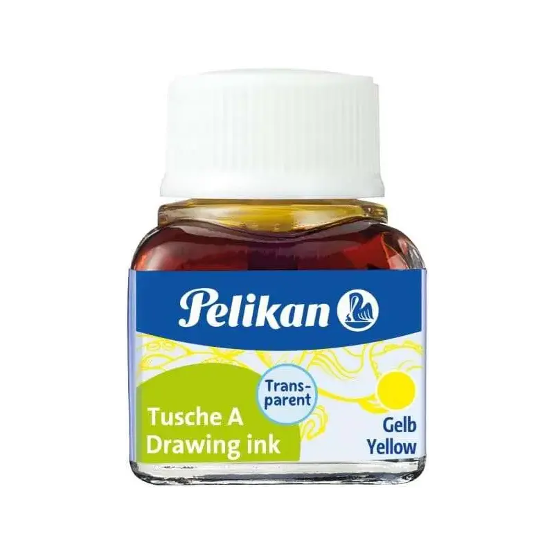 Pelikan Tinta China 523 10ml N.5 - Botella de 10ml - Resistente al Agua - Ideal para Dibujo y Caligrafia - Color Amarillo | Ahor