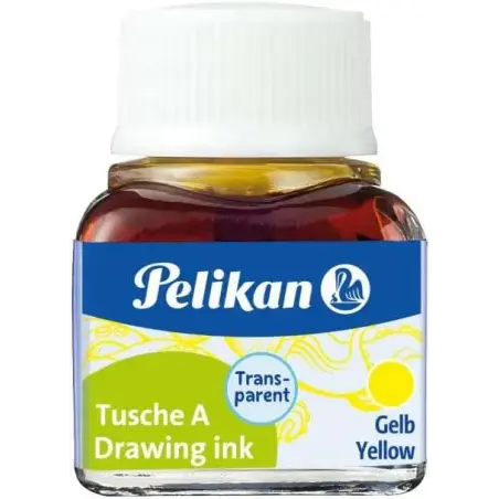 Pelikan Tinta China 523 10ml N.5 - Botella de 10ml - Resistente al Agua - Ideal para Dibujo y Caligrafia - Color Amarillo | Ahor