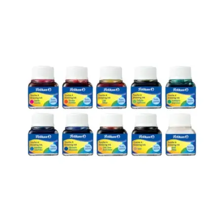 Pelikan 523 Pack de 10 Tintas Chinas - 10ml - Pigmentacion Intensa - Colores Surtidos | Ahorro Imprimiendo