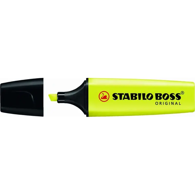 Stabilo Boss 70 Rotulador Marcador Fluorescente - Trazo entre 2 y 5mm - Recargable - Tinta con Base de Agua - Color Amarillo Flu