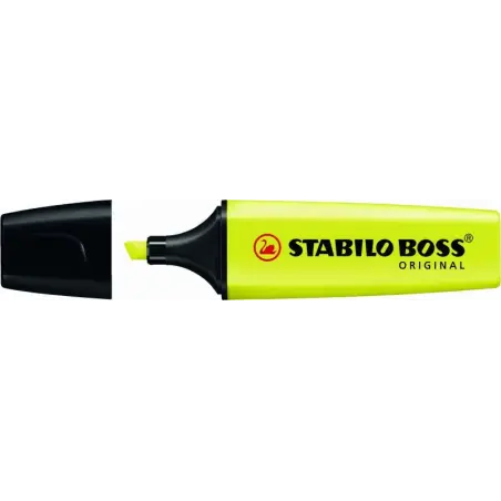 Stabilo Boss 70 Rotulador Marcador Fluorescente - Trazo entre 2 y 5mm - Recargable - Tinta con Base de Agua - Color Amarillo Flu