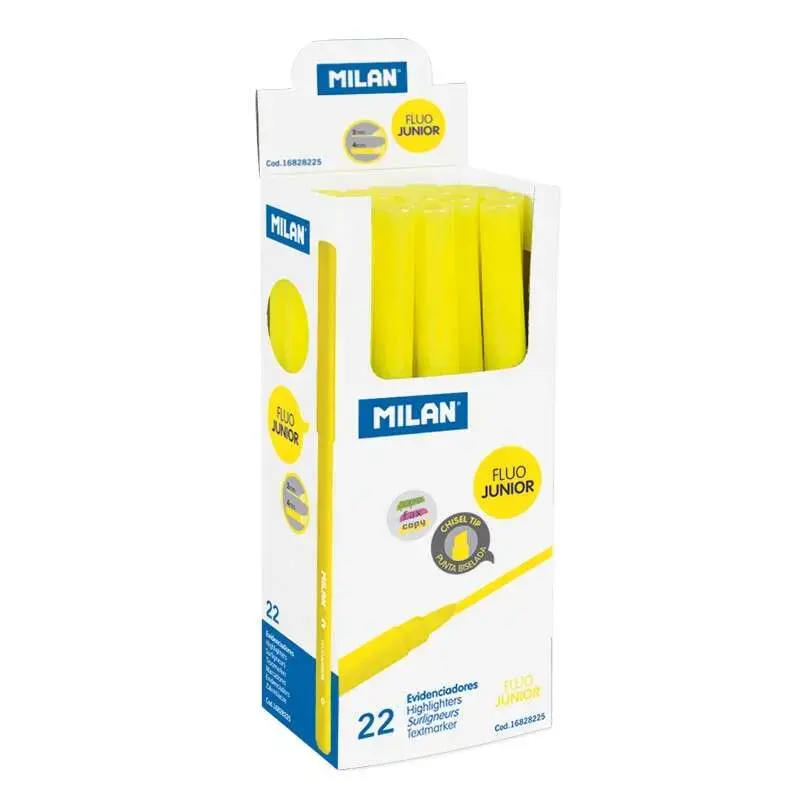 Milan Junior Marcador Fluorescente - Punta Biselada 1 - 4mm - Color Amarillo | Ahorro Imprimiendo