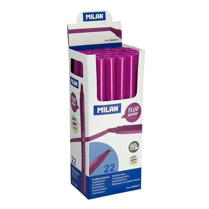 Milan Junior Marcador Fluorescente - Punta Biselada 1 - 4mm - Color Rosa | Ahorro Imprimiendo