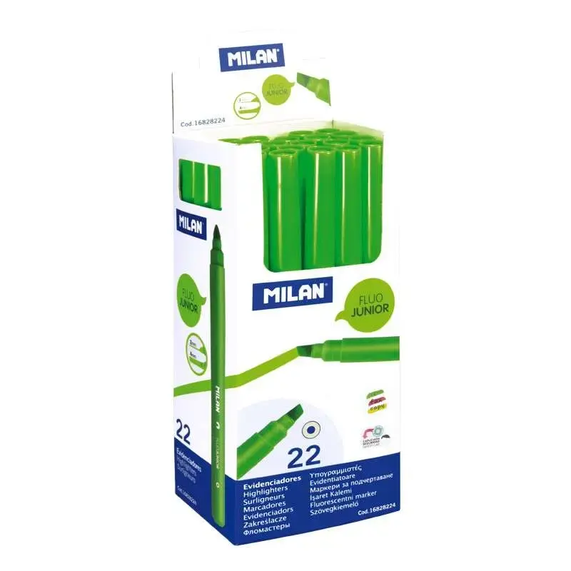 Milan Junior Marcador Fluorescente - Punta Biselada 1 - 4mm - Color Verde | Ahorro Imprimiendo