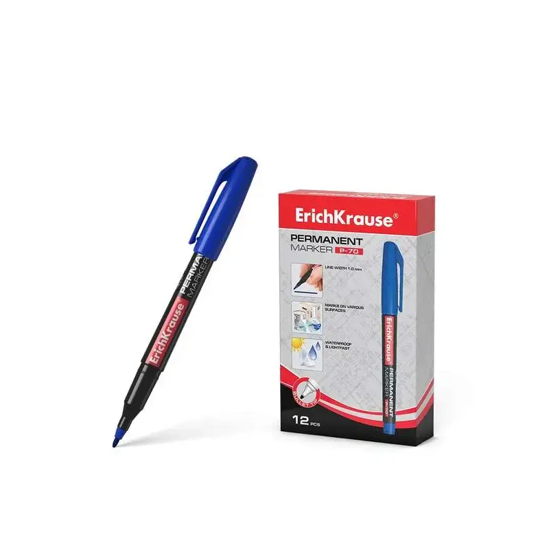 Erichkrause Marcador Permanente P-70 - Punta de Bala de 1.0mm - Resistente al Agua y a La Luz - Color Azul | Ahorro Imprimiendo