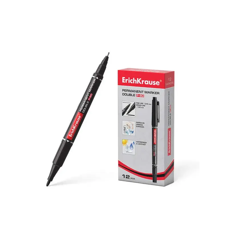 Erichkrause Double P-80 Marcador Permanente Doble Punta - Punta Bala de 1,65mm, Punta Fina de 0,45mm - Tinta a Base de Alcohol R