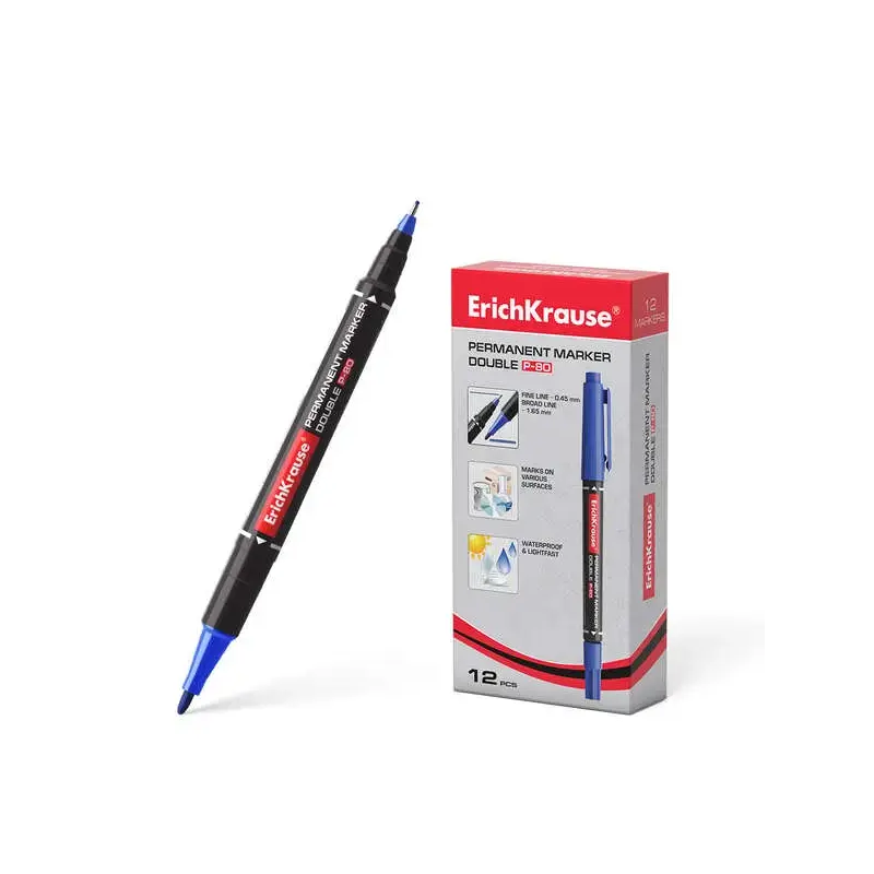 Erichkrause Double P-80 Marcador Permanente Doble Punta - Punta Bala de 1,65mm, Punta Fina de 0,45mm - Tinta a Base de Alcohol R