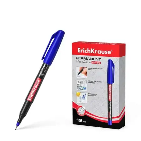 Erichkrause Marcador Permanente Fp-50 - Punta Fina de 0.6mm - Resistente a La Luz y al Agua - Color Azul | Ahorro Imprimiendo