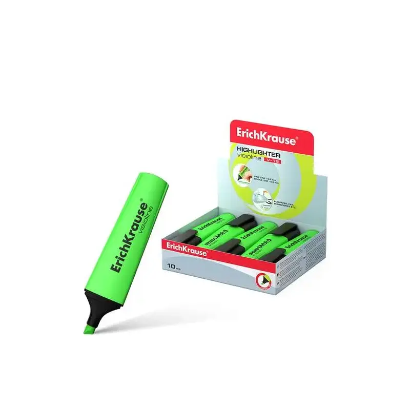 Erichkrause Visioline V-12 Marcador Fluorescente - Punta Biselada - Tinta a Base de Agua - Color Verde | Ahorro Imprimiendo